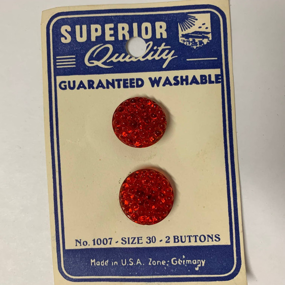 Vintage USA Zone Germany and West Germany Glass Buttons Lot of 2 Cards NOS - Picture 4 of 5